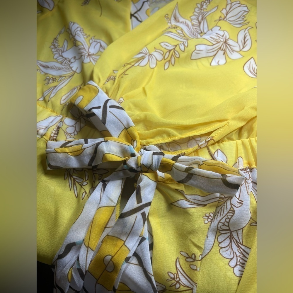 Elegant Bohemian Floral Tropical Print Long Sleeve Maxi Swimsuit Coverup Kimono - Picture 7 of 13